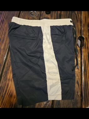 Two-Tone Athletic Shorts in Black and Cream (Medium-2XL)